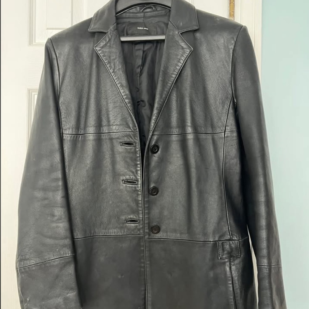 Black Zara Leather Jacket Coat Blazer (Women's Size 6)